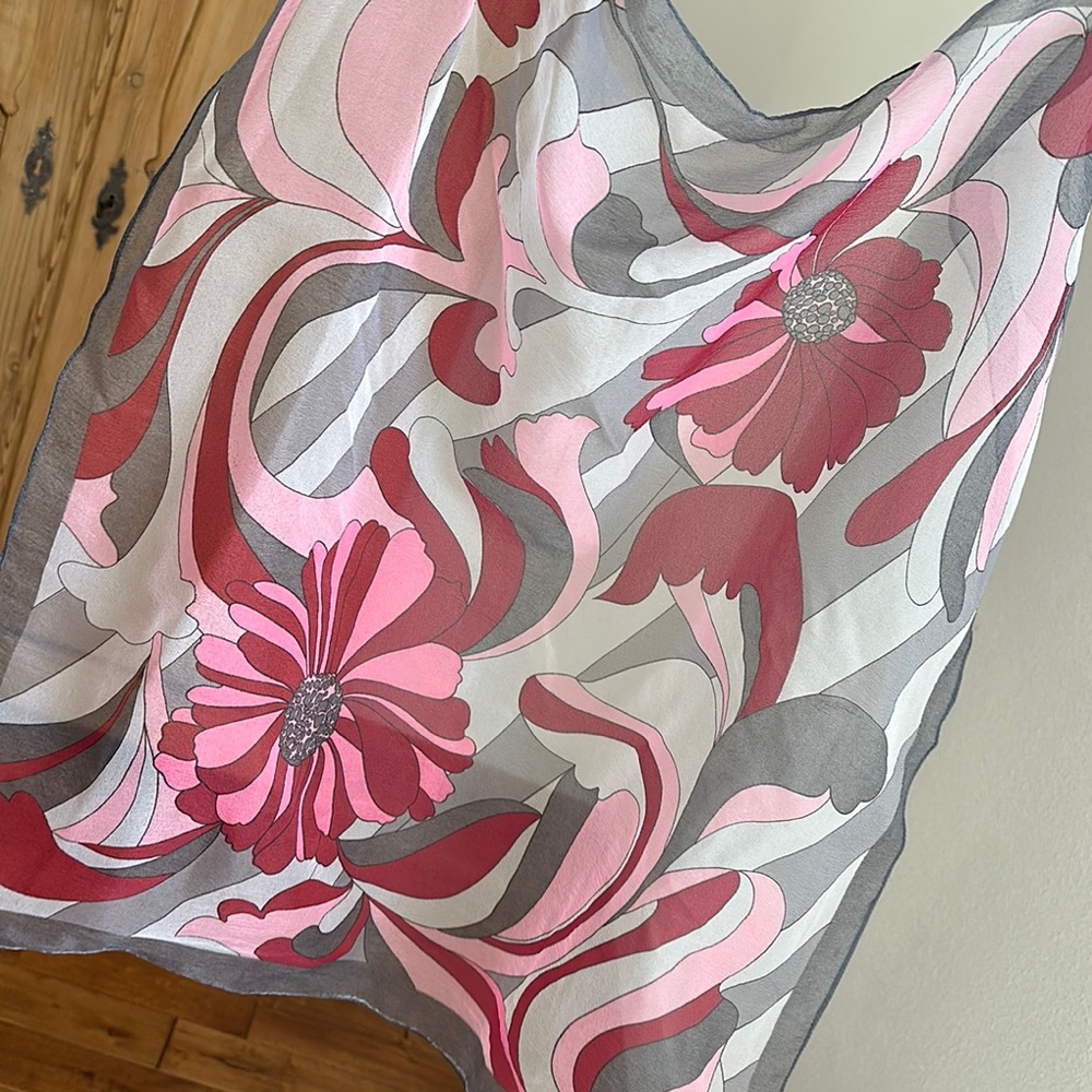 VINTAGE Floral Art Deco Scarf